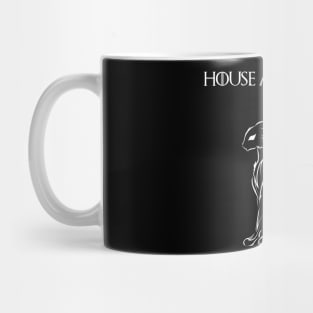 House Ailurophile, White tribal cat tatto Mug